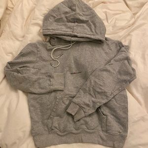 yves saint laurent square logo hoodie sweatshirt in heather gray
